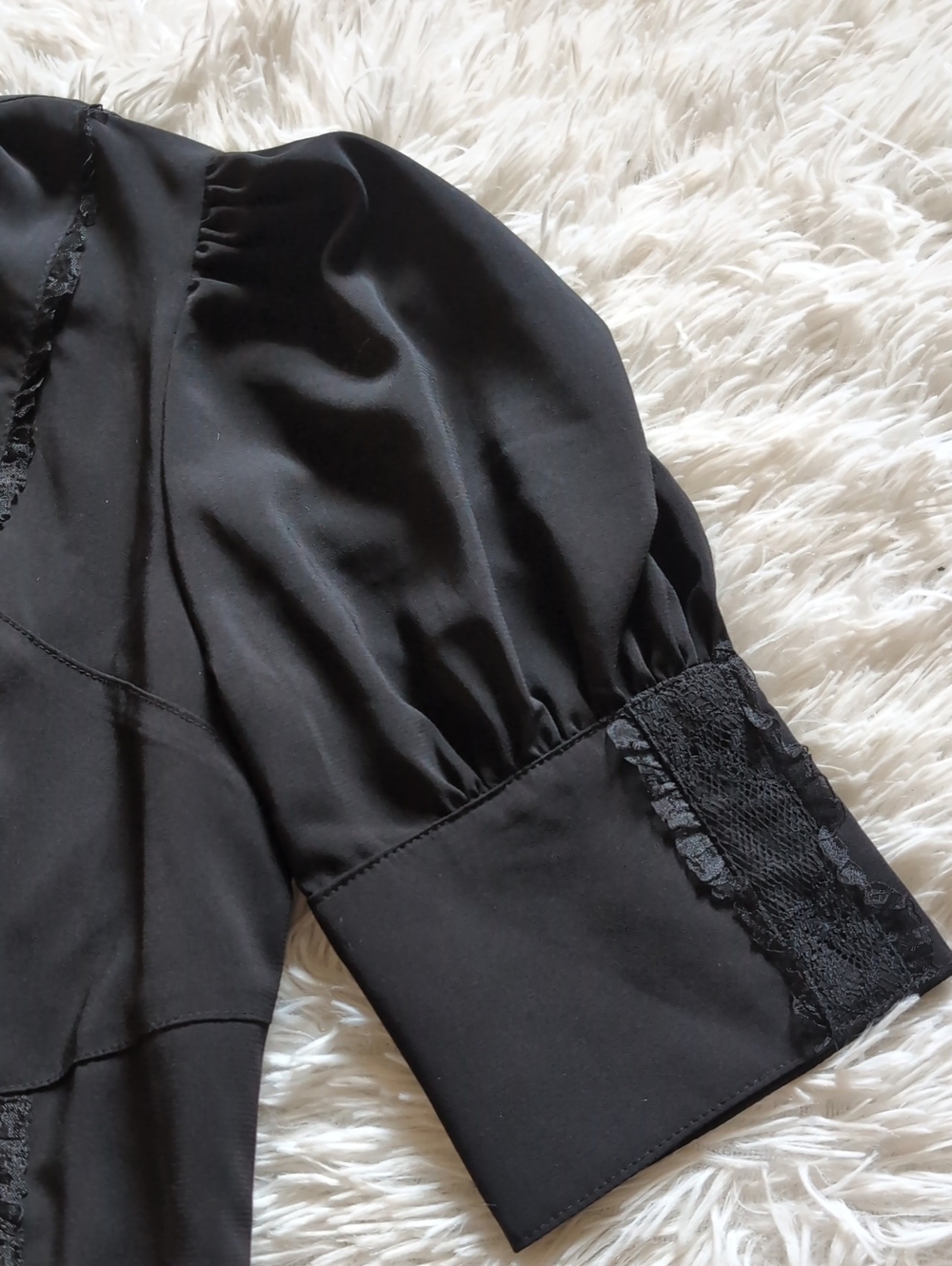 Y2K Lip Service Blacklist Gothic Lolita Puff Sleeve Princess High Neck Top - Picture 5 of 12